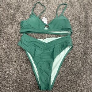 Cupshe Teal Bikini Set